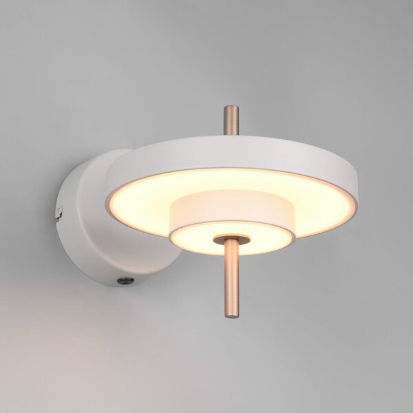 Trio Lighting LED απλίκα Keaton, ανοιχτό γκρι, Ø 20 cm, μέταλλο, CCT, ρυθμιζόμενος, Γκρι, Σαλόνι / τραπεζαρία, Μέταλλο