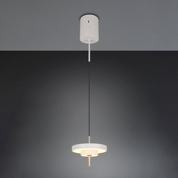 Trio Lighting Κρεμαστή λάμπα LED Keaton, ανοιχτό γκρι, Ø 20 cm, μέταλλο, CCT, ρυθμιζόμενος, Γκρι, Σαλόνι / τραπεζαρία, Μέταλλο