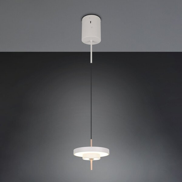 Trio Lighting Κρεμαστή λάμπα LED Keaton, ανοιχτό γκρι, Ø 20 cm, μέταλλο, CCT, ρυθμιζόμενος, Γκρι, Σαλόνι / τραπεζαρία, Μέταλλο