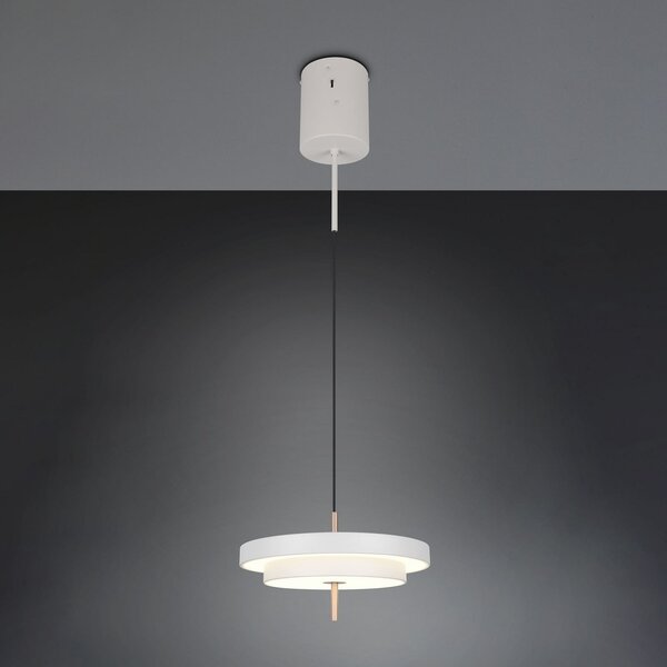 Trio Lighting Κρεμαστή λάμπα LED Keaton, ανοιχτό γκρι, Ø 40 cm, μέταλλο, CCT, ρυθμιζόμενος, Γκρι, Σαλόνι / τραπεζαρία, Μέταλλο