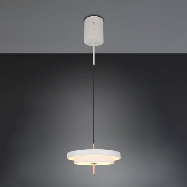 Trio Lighting Κρεμαστή λάμπα LED Keaton, ανοιχτό γκρι, Ø 40 cm, μέταλλο, CCT, ρυθμιζόμενος, Γκρι, Σαλόνι / τραπεζαρία, Μέταλλο