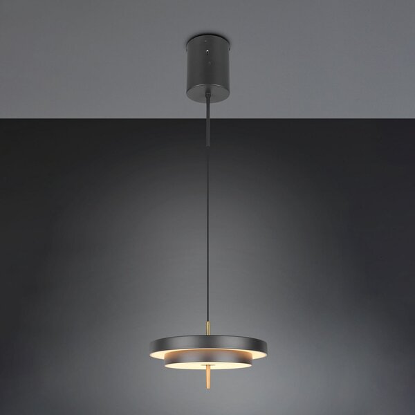Trio Lighting Κρεμαστή λάμπα LED Keaton, μαύρο/χρυσό, Ø 40 cm, CCT, ρυθμιζόμενος, Μαύρο, Σαλόνι / τραπεζαρία, Μέταλλο
