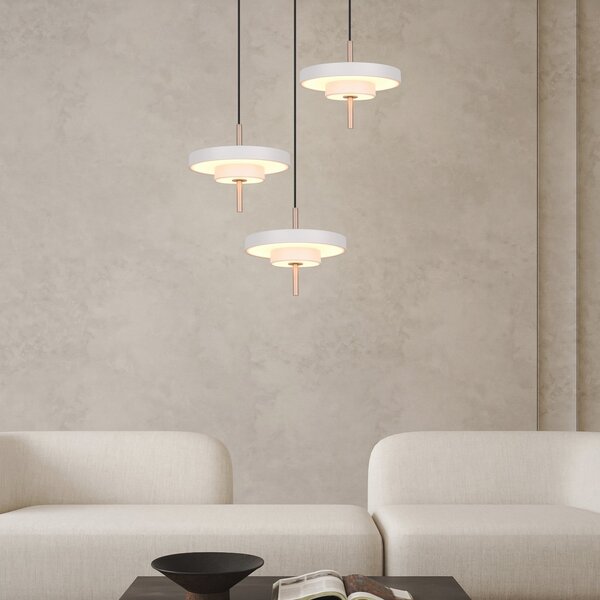 Trio Lighting Κρεμαστή λάμπα LED Keaton, ανοιχτό γκρι, Ø 45 cm, μέταλλο, CCT 3-φωτιστικά., ρυθμιζόμενος, Γκρι, Σαλόνι / τραπεζαρία, Μέταλλο