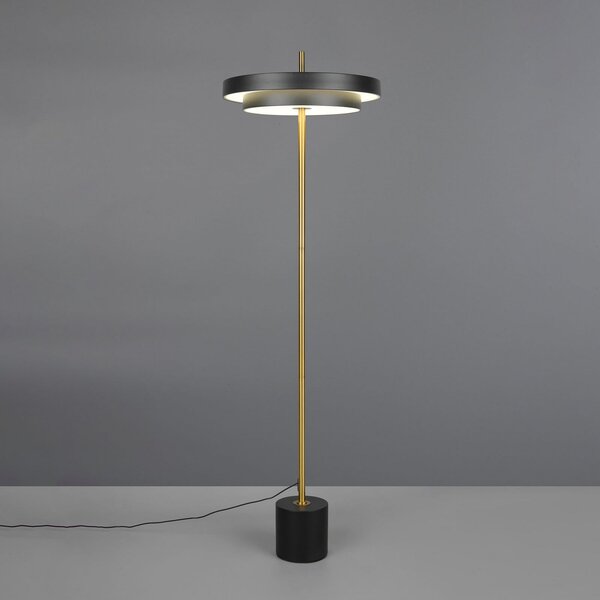 Trio Lighting Λάμπα LED Keaton, μαύρο/χρυσό, ύψος 138 cm, CCT, ρυθμιζόμενος, Μαύρο, Σαλόνι / τραπεζαρία, Μέταλλο