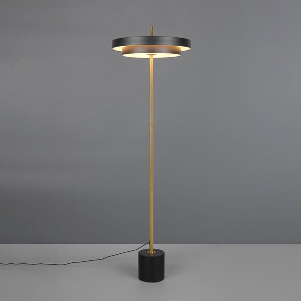 Trio Lighting Λάμπα LED Keaton, μαύρο/χρυσό, ύψος 138 cm, CCT, ρυθμιζόμενος, Μαύρο, Σαλόνι / τραπεζαρία, Μέταλλο