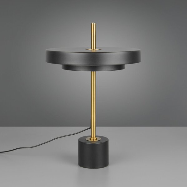 Trio Lighting LED επιτραπέζια λάμπα Keaton, μαύρο/χρυσό, ύψος 45 cm, CCT, ρυθμιζόμενος, Μαύρο, Σαλόνι / τραπεζαρία, Μέταλλο
