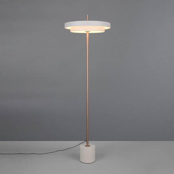 Trio Lighting Λάμπα δαπέδου LED Keaton, ανοιχτό γκρι, ύψος 138 cm, μέταλλο, CCT, ρυθμιζόμενος, Γκρι, Σαλόνι / τραπεζαρία, Μέταλλο