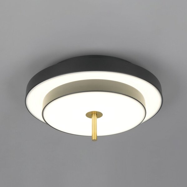 Trio Lighting LED οροφής Keaton, μαύρο/χρυσό, Ø 40 cm, CCT, ρυθμιζόμενος, Μαύρο, Σαλόνι / τραπεζαρία, Μέταλλο
