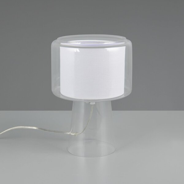 Trio Lighting Επιτραπέζιο φωτιστικό Rocka, διαφανές, ύψος 29 cm, γυαλί/ύφασμα, Διαφανές, Σαλόνι / τραπεζαρία, Γυαλί