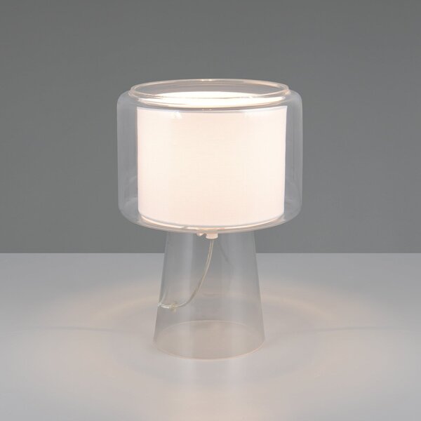 Trio Lighting Επιτραπέζιο φωτιστικό Rocka, διαφανές, ύψος 29 cm, γυαλί/ύφασμα, Διαφανές, Σαλόνι / τραπεζαρία, Γυαλί
