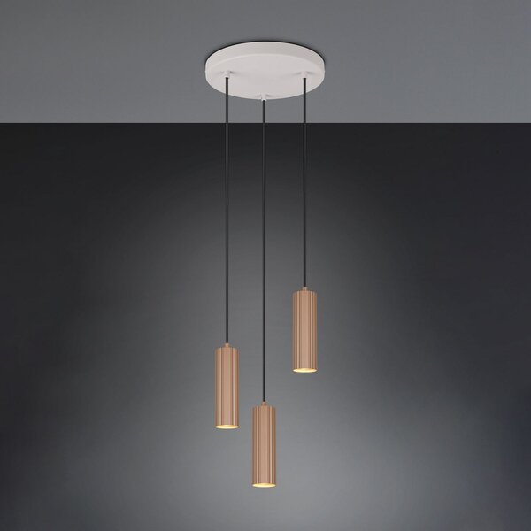 Trio Lighting Κρεμαστό φωτιστικό Soka, καφέ/γκρι, Ø 28 cm, μέταλλο, 3 φώτα., ρυθμιζόμενος, Καφέ / Σκουριάς, Σαλόνι / τραπεζαρία, Μέταλλο, σύγχρονο