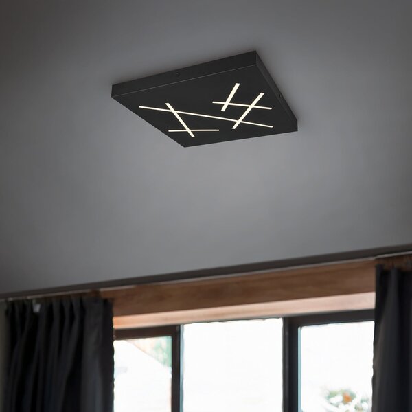 Trio Lighting LED φωτιστικό οροφής Snip, μαύρο ματ, μήκος 50 cm, μέταλλο, CCT, ρυθμιζόμενος, Μαύρο, Σαλόνι / τραπεζαρία, Μέταλλο, σύγχρονο