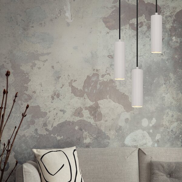 Trio Lighting Κρεμαστό φωτιστικό Soka, ανοιχτό γκρι, Ø 28 cm, μέταλλο, 3 φώτα., ρυθμιζόμενος, Γκρι, Σαλόνι / τραπεζαρία, Μέταλλο, σύγχρονο