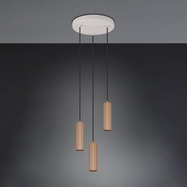 Trio Lighting Κρεμαστό φωτιστικό Soka, καφέ/γκρι, Ø 28 cm, μέταλλο, 3 φώτα., ρυθμιζόμενος, Καφέ / Σκουριάς, Σαλόνι / τραπεζαρία, Μέταλλο, σύγχρονο