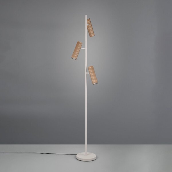 Trio Lighting Φωτιστικό δαπέδου Soka, καφέ/γκρι, ύψος 150 cm, μέταλλο, 3 φτερά., Καφέ / Σκουριάς, Σαλόνι / τραπεζαρία, Μέταλλο, σύγχρονο