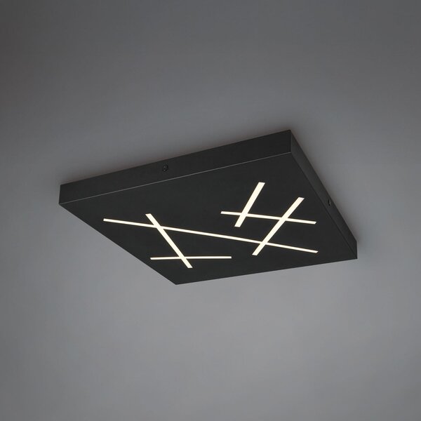 Trio Lighting LED φωτιστικό οροφής Snip, μαύρο ματ, μήκος 50 cm, μέταλλο, CCT, ρυθμιζόμενος, Μαύρο, Σαλόνι / τραπεζαρία, Μέταλλο, σύγχρονο