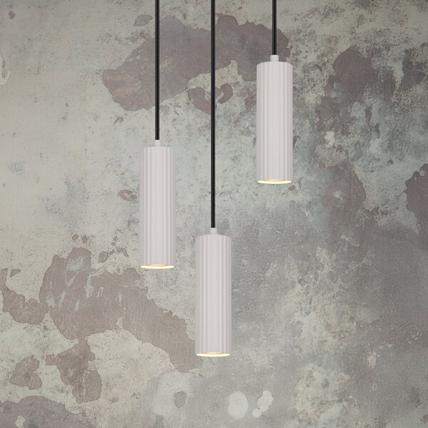 Trio Lighting Κρεμαστό φωτιστικό Soka, ανοιχτό γκρι, Ø 28 cm, μέταλλο, 3 φώτα., ρυθμιζόμενος, Γκρι, Σαλόνι / τραπεζαρία, Μέταλλο, σύγχρονο