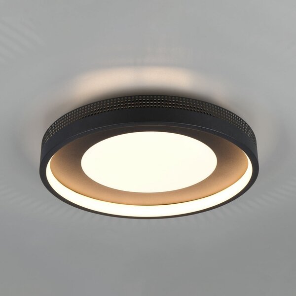 Trio Lighting LED οροφής Solea, μαύρο ματ, Ø 40 cm, πλαστικό, Μαύρο, Σαλόνι / τραπεζαρία, Πλαστικό, σύγχρονο
