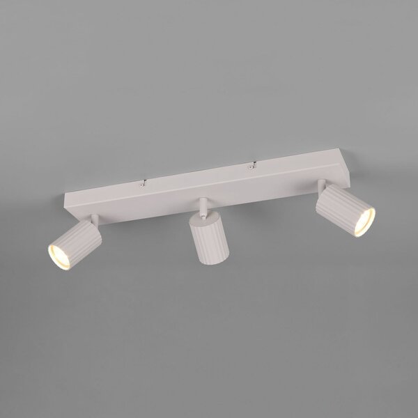 Trio Lighting Ακτινοβολέας οροφής Soka, ανοιχτό γκρι, μήκος 50 cm, μέταλλο, 3 πτερύγια., ρυθμιζόμενος, Γκρι, Σαλόνι / τραπεζαρία, Μέταλλο, σύγχρονο