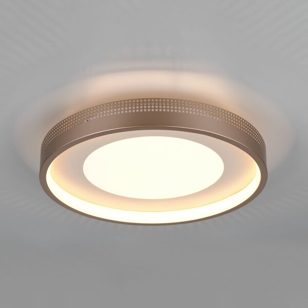 Trio Lighting LED φωτιστικό οροφής Solea, καφέ, Ø 40 cm, πλαστικό, Καφέ / Σκουριάς, Σαλόνι / τραπεζαρία, Πλαστικό, σύγχρονο