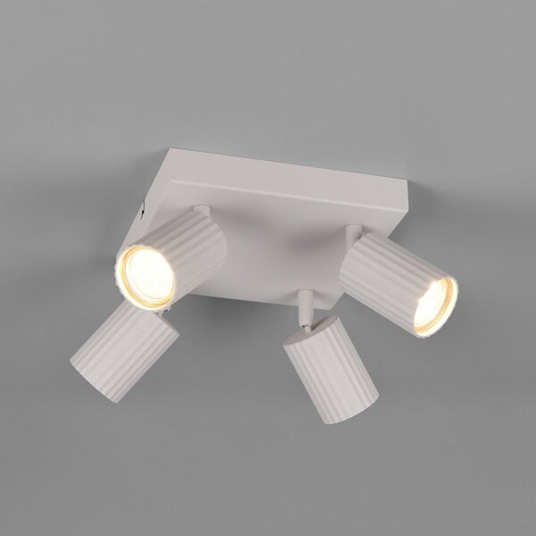 Trio Lighting Προβολέας οροφής Soka, ανοιχτό γκρι, μήκος 20 cm, μέταλλο, 4 φύλλα., ρυθμιζόμενος, Γκρι, Σαλόνι / τραπεζαρία, Μέταλλο, σύγχρονο