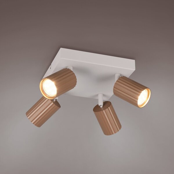 Trio Lighting Προβολέας οροφής Soka, καφέ/γκρι, μήκος 20 cm, μέταλλο, 4 φύλλα., ρυθμιζόμενος, Καφέ / Σκουριάς, Σαλόνι / τραπεζαρία, Μέταλλο, σύγχρονο