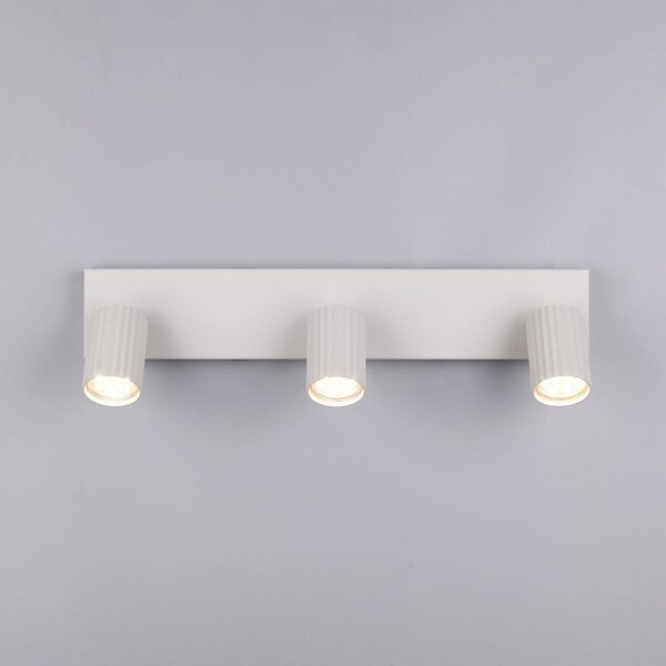 Trio Lighting Ακτινοβολέας οροφής Soka, ανοιχτό γκρι, μήκος 50 cm, μέταλλο, 3 πτερύγια., ρυθμιζόμενος, Γκρι, Σαλόνι / τραπεζαρία, Μέταλλο, σύγχρονο