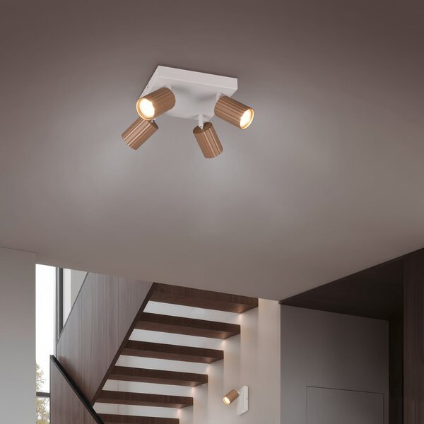 Trio Lighting Προβολέας οροφής Soka, καφέ/γκρι, μήκος 20 cm, μέταλλο, 4 φύλλα., ρυθμιζόμενος, Καφέ / Σκουριάς, Σαλόνι / τραπεζαρία, Μέταλλο, σύγχρονο