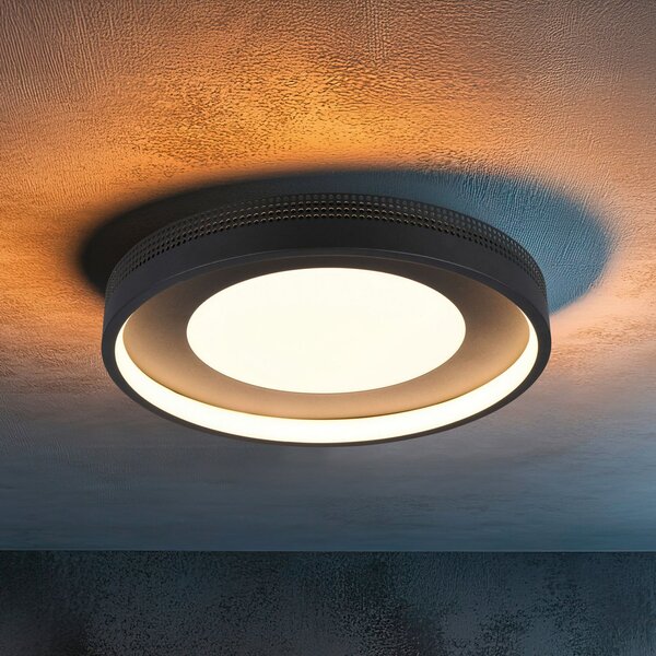 Trio Lighting LED οροφής Solea, μαύρο ματ, Ø 40 cm, πλαστικό, Μαύρο, Σαλόνι / τραπεζαρία, Πλαστικό, σύγχρονο