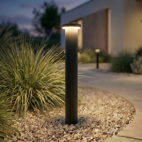 Lindby LED φωτιστικό διαδρόμου Cirel, ύψος 45 cm, μαύρο, IP65, Μαύρο, Αλουμίνιο, σύγχρονο