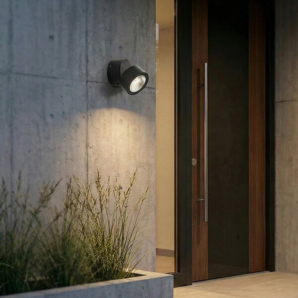 Lindby LED φωτιστικό οροφής Nolivar, μαύρο, Ø 9 cm, IP54, Μαύρο, Μπάνιο, Αλουμίνιο, σύγχρονο