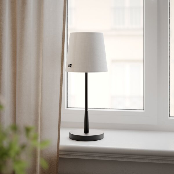 By Rydéns Rydens Επιτραπέζια λάμπα Lumi, 49 cm, μαύρο/λευκό, ύφασμα, Μαύρο, Σαλόνι / τραπεζαρία, Μέταλλο