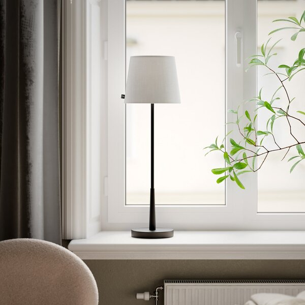 By Rydéns Rydens Επιτραπέζια λάμπα Lumi, 69 cm, μαύρο/λευκό, ύφασμα, Μαύρο, Σαλόνι / τραπεζαρία, Μέταλλο