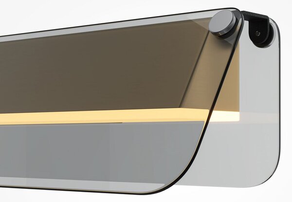 Maytoni LED απλίκα FLAT, γκρι/ορείχαλκος, πλάτος 43 cm, γυαλί/μέταλλο, Χρυσό / Ορείχαλκου, Σαλόνι / τραπεζαρία, Μέταλλο, σύγχρονο, Γωνιακός τοίχος