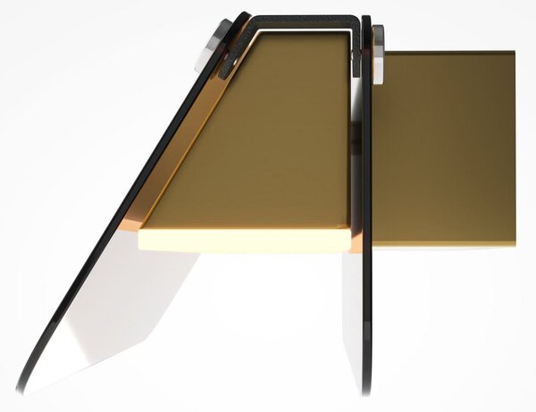 Maytoni LED απλίκα FLAT, κεχριμπάρι/ορείχαλκος, πλάτος 30 cm, γυαλί/μέταλλο, Χρυσό / Ορείχαλκου, Σαλόνι / τραπεζαρία, Μέταλλο, σύγχρονο, Γωνιακός τοίχος