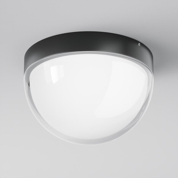 Maytoni Εξωτερικό φωτιστικό οροφής LED Mon, γραφίτη, Ø 18 cm, IP65, 3.000K, Μαύρο, Αλουμίνιο, σύγχρονο