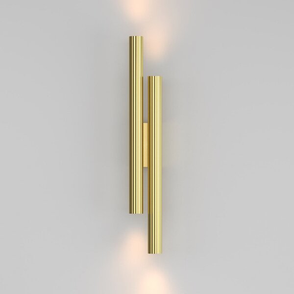 Maytoni LED-Wandleuchte Calipso, ορείχαλκος, ύψος 49 cm, μέταλλο, 4 φτερά., Χρυσό / Ορείχαλκου, Σαλόνι / τραπεζαρία, Αλουμίνιο, σύγχρονο