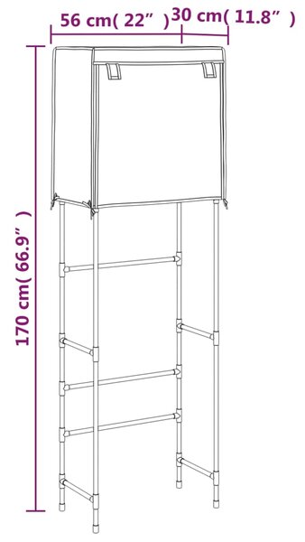 VidaXL Ραφιέρα 2 Επιπέδων για Τουαλέτα Μαύρη 56x30x170 εκ. από Σίδερο