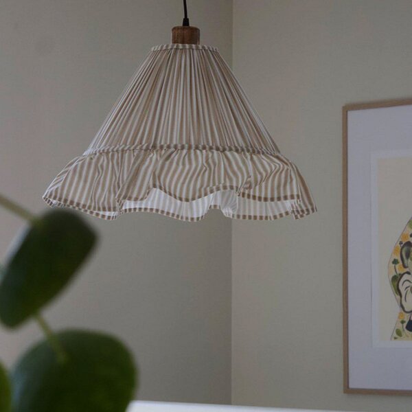 PR Home Κρεμαστό φωτιστικό Estrid, μπεζ, ύφασμα, Ø 40 cm, E27, ρυθμιζόμενος, Μπεζ, Σαλόνι / τραπεζαρία, Ύφασμα / Κλωστοϋφαντουργία, Εξοχική κατοικία / Ρουστίκ