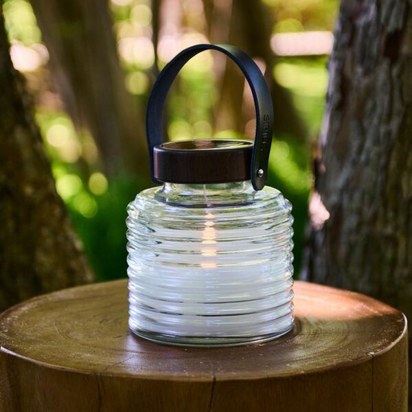 Sirius Φωτιστικό LED ηλιακής ενέργειας Aston Jar, ύψος 16 cm, μαύρο/καφέ, IP44, Διαφανές, Γυαλί