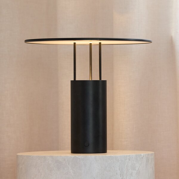 Piet Hein LED επιτραπέζιο φωτιστικό Tempel280, μαύρο, ύψος 24,5 cm, ρυθμιζόμενος, Μαύρο, υπνοδωμάτιο, Αλουμίνιο, σχεδιασμός
