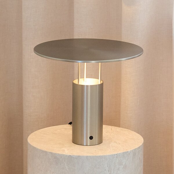 Piet Hein LED επιτραπέζια λάμπα Tempel280, ασημί, ύψος 24,5 cm, ρυθμιζόμενος, Μεταλλικό, υπνοδωμάτιο, Αλουμίνιο, σχεδιασμός