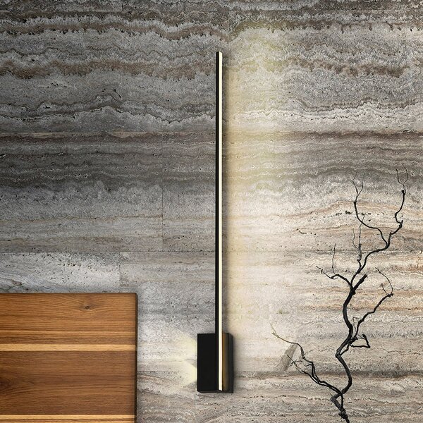 Schuller Valencia LED απλίκα Stick, ύψος 80 cm, μαύρο, μέταλλο, Μαύρο, Σαλόνι / τραπεζαρία, Αλουμίνιο, σύγχρονο