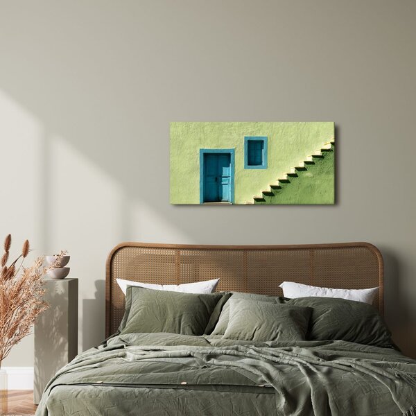Πίνακας σε καμβά πράσινη πρόσοψη με παράθυρο