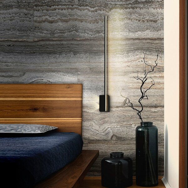 Schuller Valencia LED απλίκα Stick, ύψος 80 cm, μαύρο, μέταλλο, Μαύρο, Σαλόνι / τραπεζαρία, Αλουμίνιο, σύγχρονο