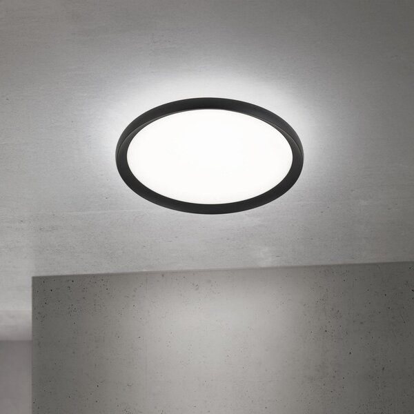 ORION LED φωτιστικό οροφής Kant, Ø 40 cm μαύρο, CCT μέταλλο/πλαστικό, ρυθμιζόμενος, Μαύρο, Σαλόνι / τραπεζαρία, Αλουμίνιο, σύγχρονο