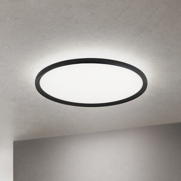 ORION LED φωτιστικό οροφής Kant, Ø 60 cm μαύρο, CCT μέταλλο/πλαστικό, ρυθμιζόμενος, Μαύρο, Σαλόνι / τραπεζαρία, Αλουμίνιο, σύγχρονο