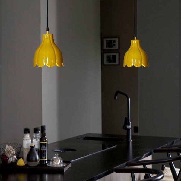 PR Home Κρεμαστό φωτιστικό Tulippa, κίτρινο, Ø 17 cm, βύσμα, E27, Κίτρινο, Σαλόνι / τραπεζαρία, Μέταλλο, Σκανδιναβικό
