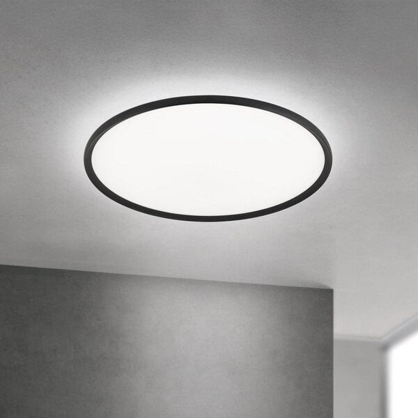 ORION LED φωτιστικό οροφής Kant, Ø 80 cm μαύρο, CCT μέταλλο/πλαστικό, ρυθμιζόμενος, Μαύρο, Σαλόνι / τραπεζαρία, Αλουμίνιο, σύγχρονο