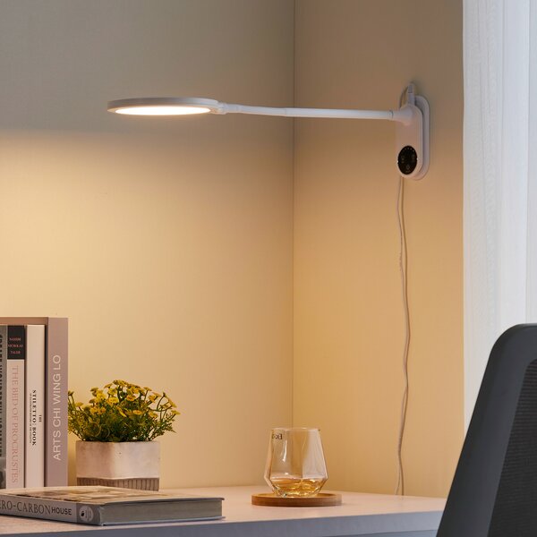 Lindby Επιτραπέζιο φωτιστικό LED Valtaria, λευκό, CCT, με δυνατότητα, ρυθμιζόμενος, Λευκό, Μελέτη / Γραφείο, Πλαστικό, σύγχρονο